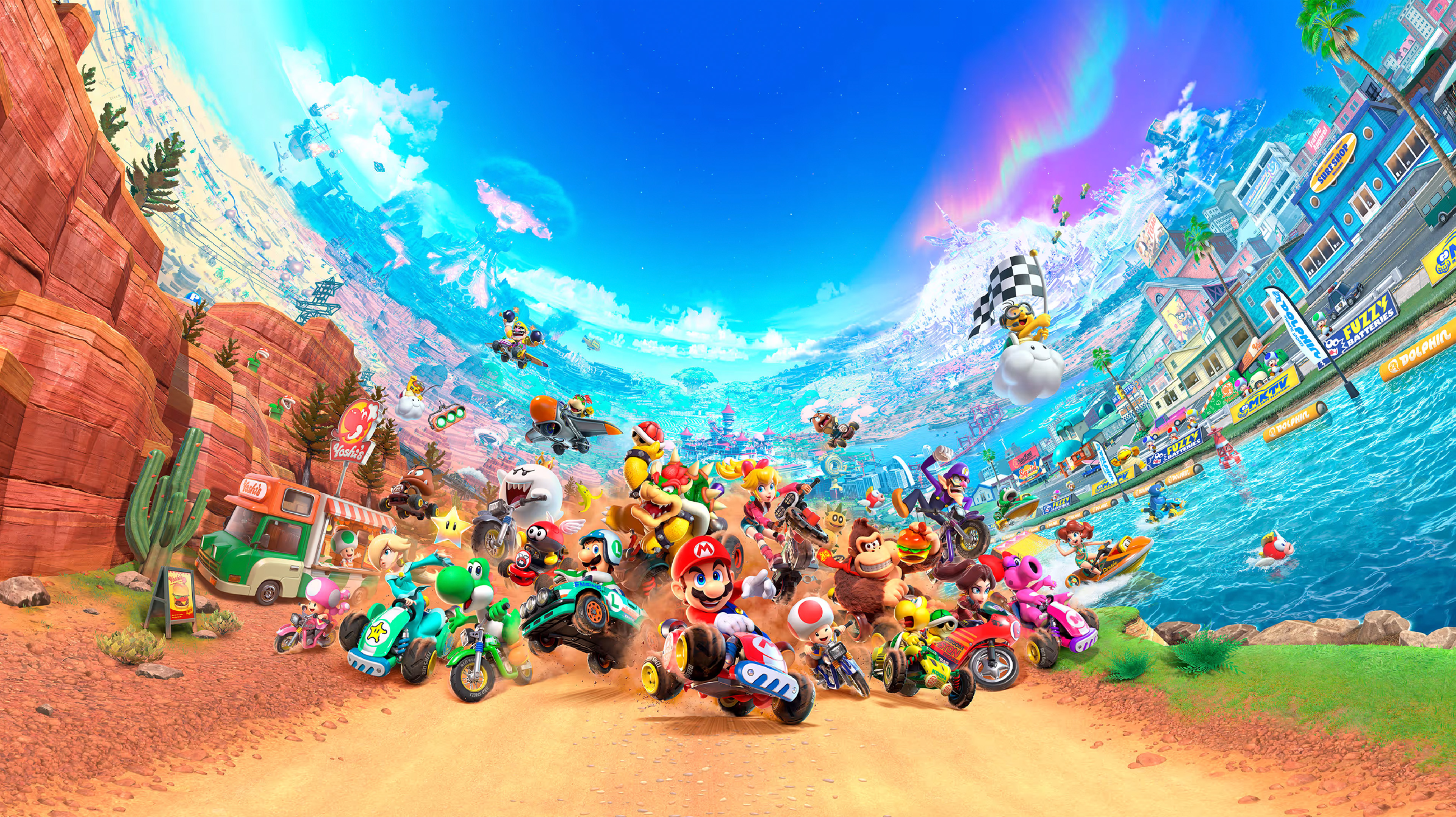 The official Nintendo Korean website strikes again Leaking Mario Kart Worlds Rainbow Road